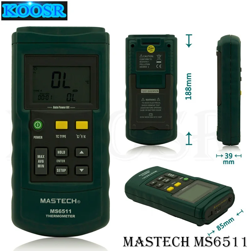 MASTECH MS6511 термопара цифровой термометр одноканальный-200 до+ 1372 C