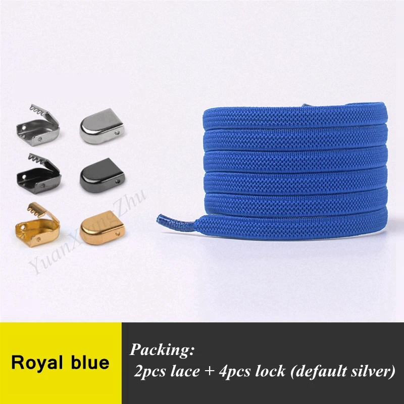 Royal blue 1 пара эластичных плоских шнурков, беговые кроссовки, шнурки легко фиксируются, шнурки для ленивых ботинок, шнурки для детей и взрослых, шнурки без завязок - Цвет: Royal blue