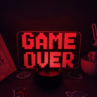 game over neon lamp 3d led rgb illusion usb night lights birthday cool gift for friend bed gaming room table colorful decoration