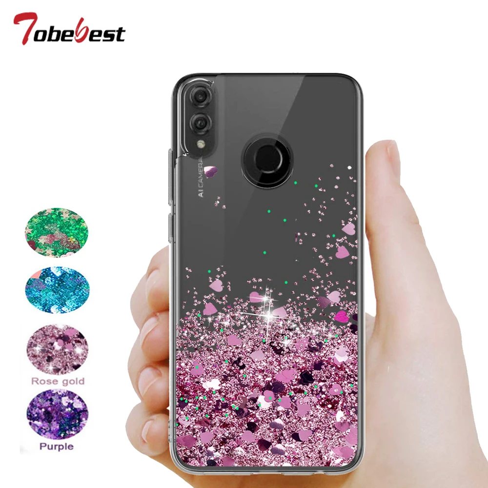 Динамичный чехол с жидким блеском Quicksand Liquid Glitter для Huawei Honor 10 9 8 Lite 20 Pro 8S 8X 8C 8A Y5 Y6 Y7 Y9 P smart 2018 2019 Cover on.