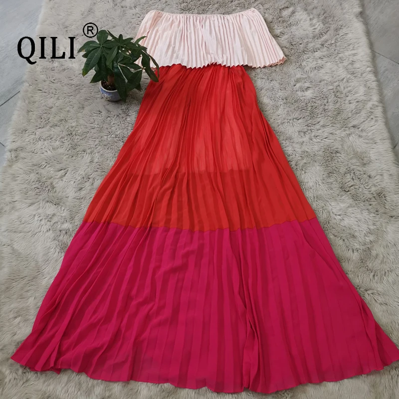 QILI женское летнее плиссированное платье с оборками в стиле бохо