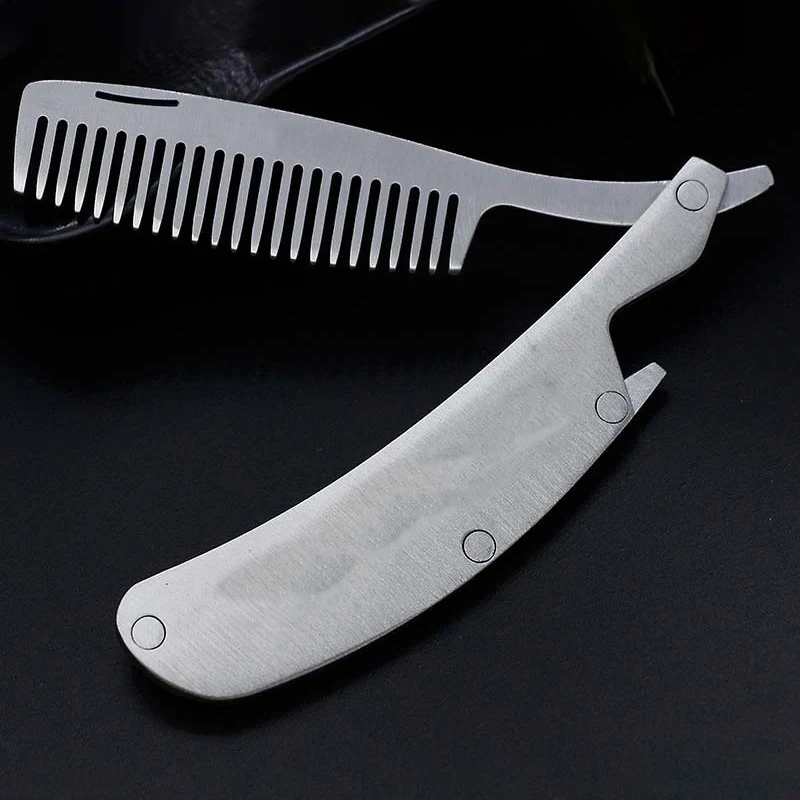 

Hair Comb Men's Dedicated Stainless Steel Folding Comb Mini Pocket Comb Beard Care Tool Convenient and Use Hair Brush