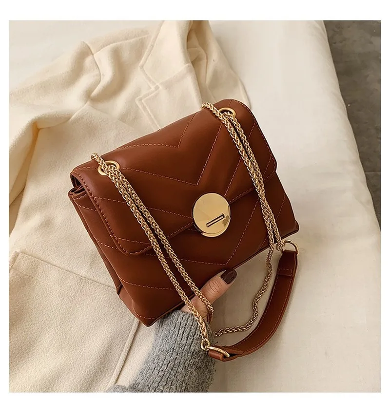 

Новинка 2022, женская сумка из искусственной кожи, однотонная сумка-мессенджер из мягкой кожи, модная атмосферная сумка на цепочке, сумка через плечо