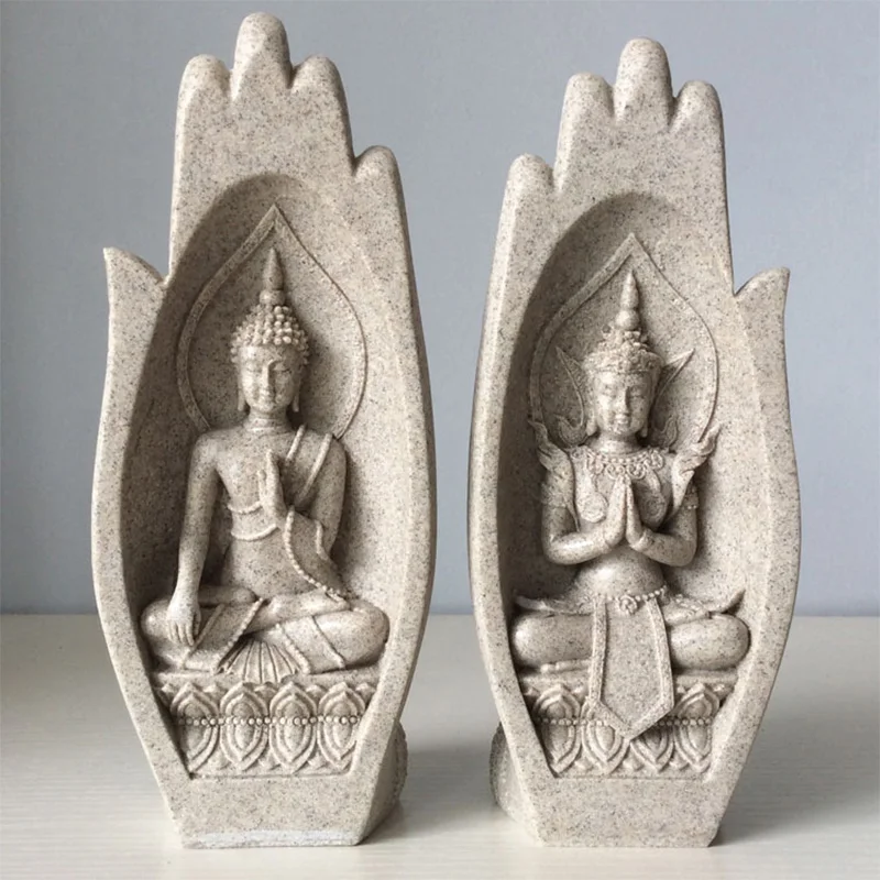 

2Pcs/Sets Hands Buddha Sculptures Statue Monk Figurine Tathagata India Yoga Home Decoration Accessories Ornaments Artware Gifts