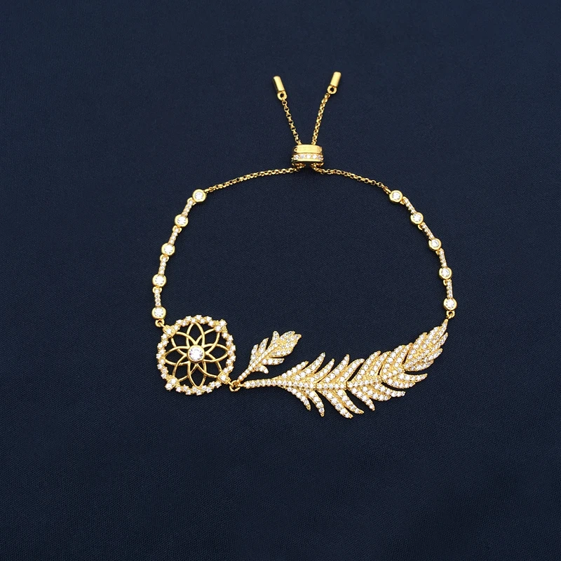

s925 sterling silver new gold yellow dream catcher bracelet female black dream catcher French fashion style Valentine's wedding
