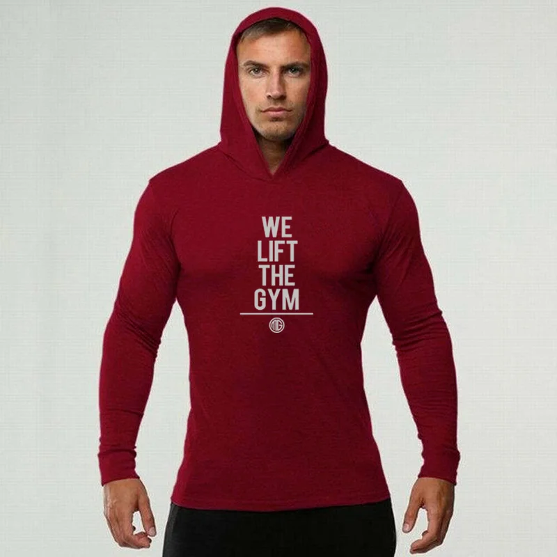 Brand Gym Clothing Spring Bodybuilding Long Sleeve Slim Fit T Shirt Men Cotton T-Shirt with Hoodies Fitness Hooded Male | Мужская одежда
