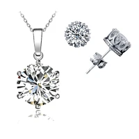 best wedding jewelry sets genuine 925 sterling silver stone pendant necklaces stud earring engagement set