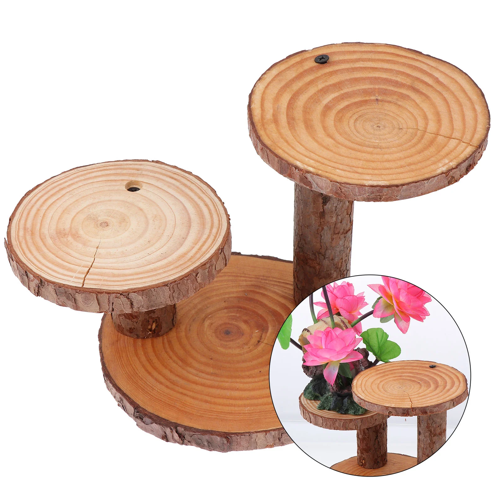 

1Pc Wood Plant Stand Household Flowerpot Base Wooden Plant Storage Stand
