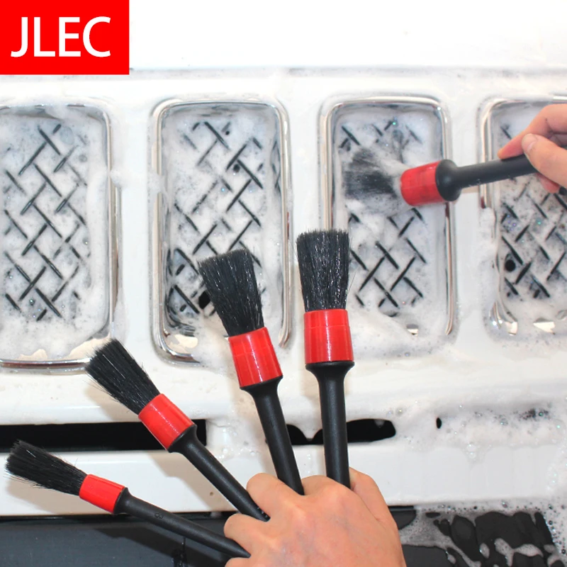 

5 Pcs Car Detailing Cleaning Tool Natural Boar Hair Brushes For Car Interior Gap Rims Dashboard Wheel Air Vent Trim