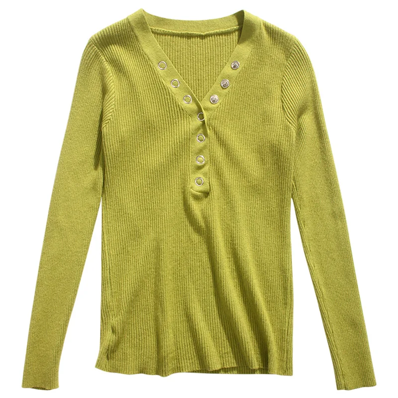 

Dark buckle sets v-neck cultivate one's morality all long sleeve shirt is tight joker knitting render unlined upper garment