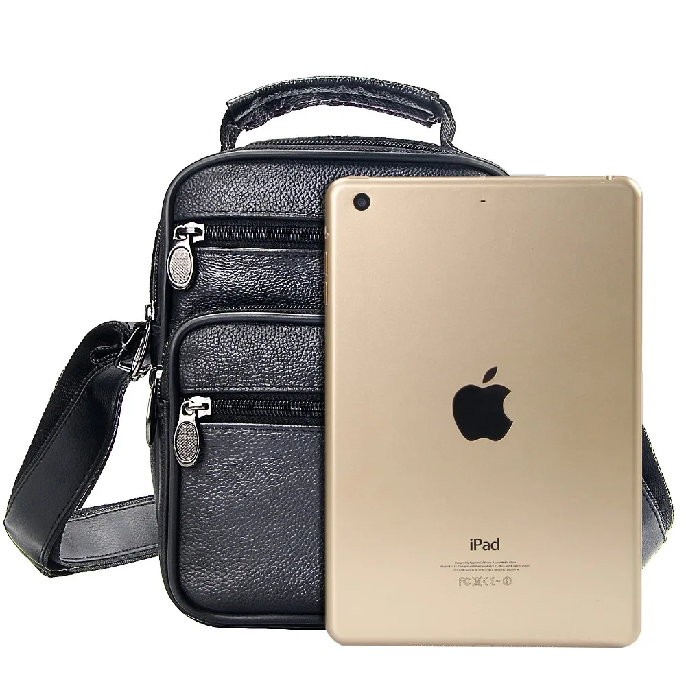 

Mens Leather Small Messenger Bag Satchels Multifunctional Crossbody Shoulder Bag for Travel Casual Male Zipper Pouch Phone Bag