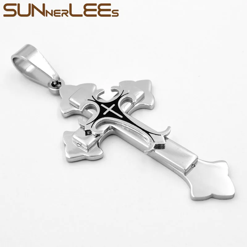 SUNNERLEES 316L Подвеска из нержавеющей стали с крестом Иисуса Христа ожерелье