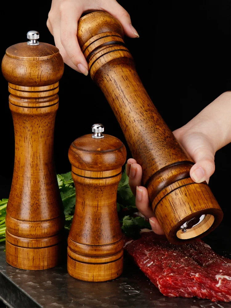 

5 "8" 10 "Salt And Pepper Grinder, Solid Wood Spice Peppermill With Highly Adjustable Ceramic Grinder Kitchen Cooking Tools