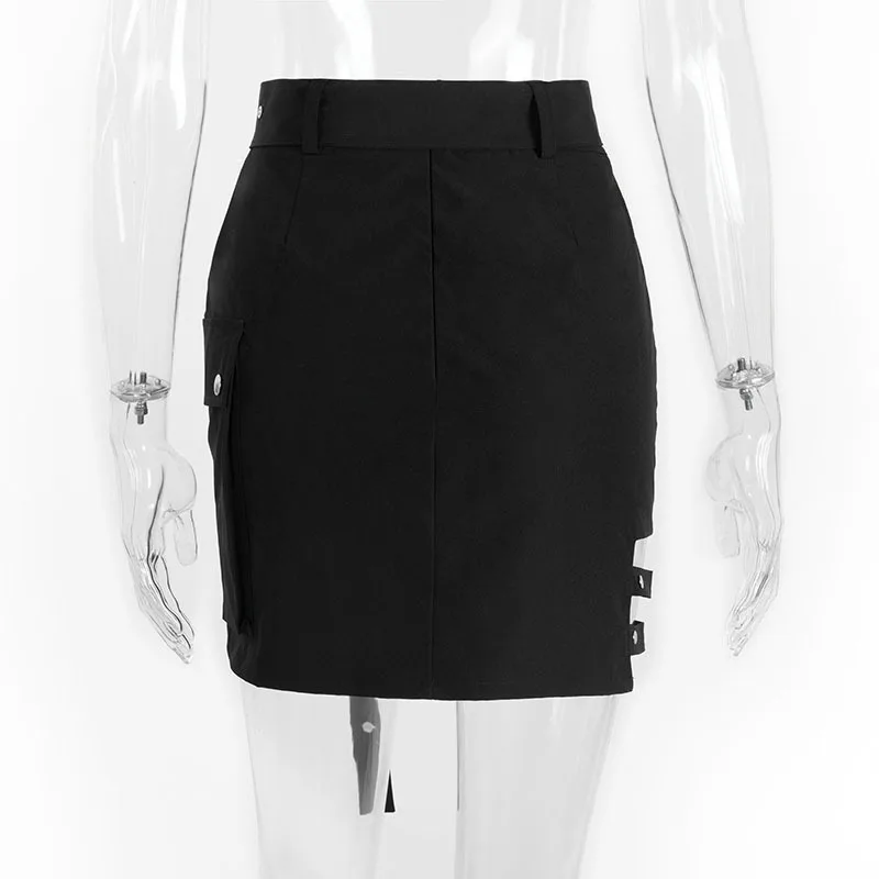 

Womens Wild Fashion Slim Fit A-Line Skirts Big Pocket 2019 Summer Autumn New Skirts Female Sashes Lace-Up Mini Skirts D520