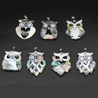 wholesale natural abalone shell reflective animal owl charms pendant for women jewelry making diy necklace accessories gift