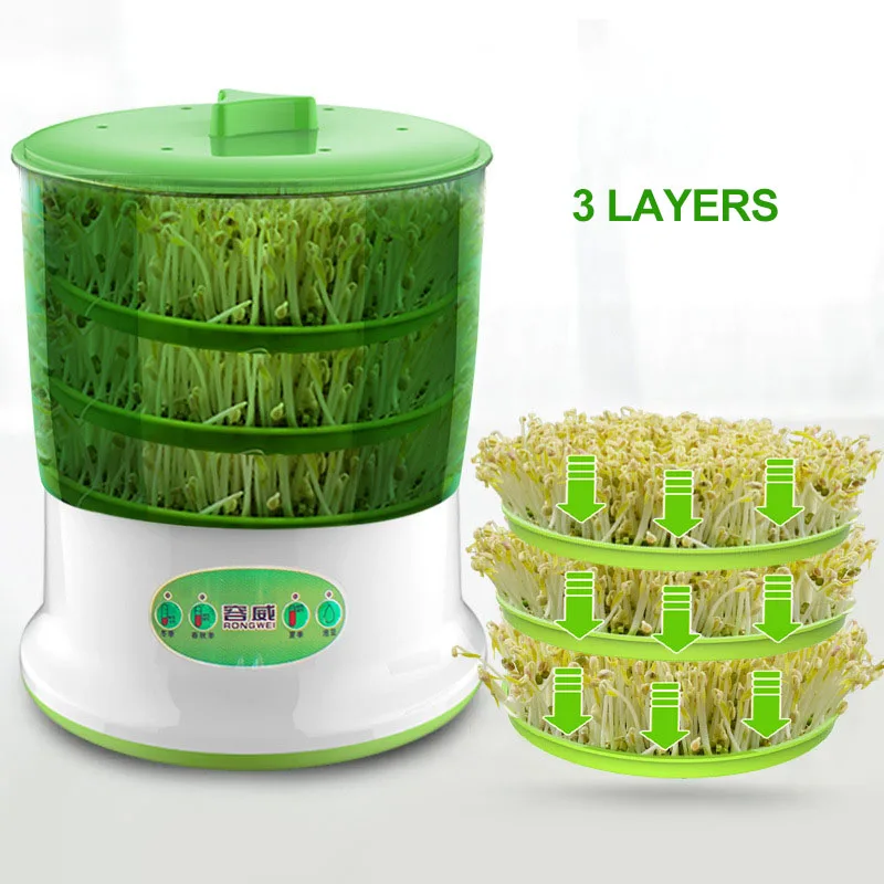 220V Bean Sprouts Machine Home Automatic Thermostat Green Seeds Growing Germinator Large Capacity Seedling Growth Bucket enlarge