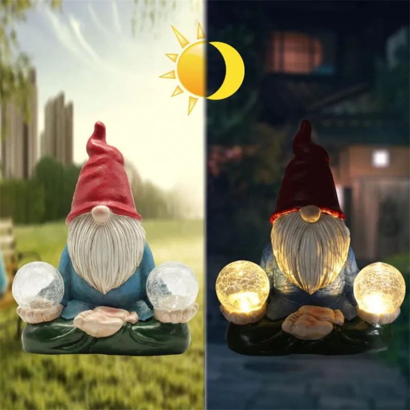 

Solar LED Light Resin Garden Decoration Accessories Dwarf Ornaments Statue Outdoor Dcoration De Jardin