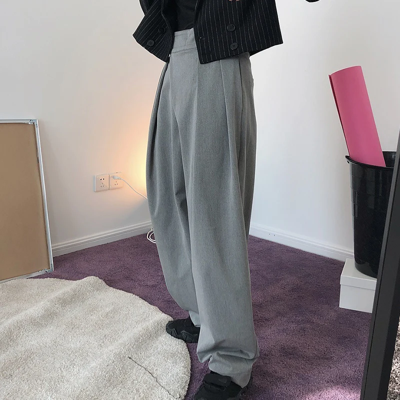 Брюки женские с завышенной талией толстые свободные штаны регулируемой широкими