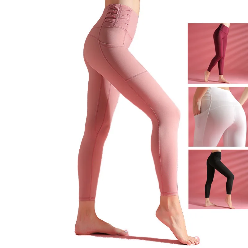 

Спортивные женские леггинсы для фитнеса с высоким эластичным контролем, штаны для йоги, быстросохнущие дышащие спортивные штаны для фитнес...