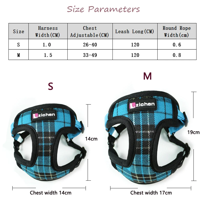 Шлейка для собак Zichen нейлоновый поводок из денима удобная с регулируемой пеной 3