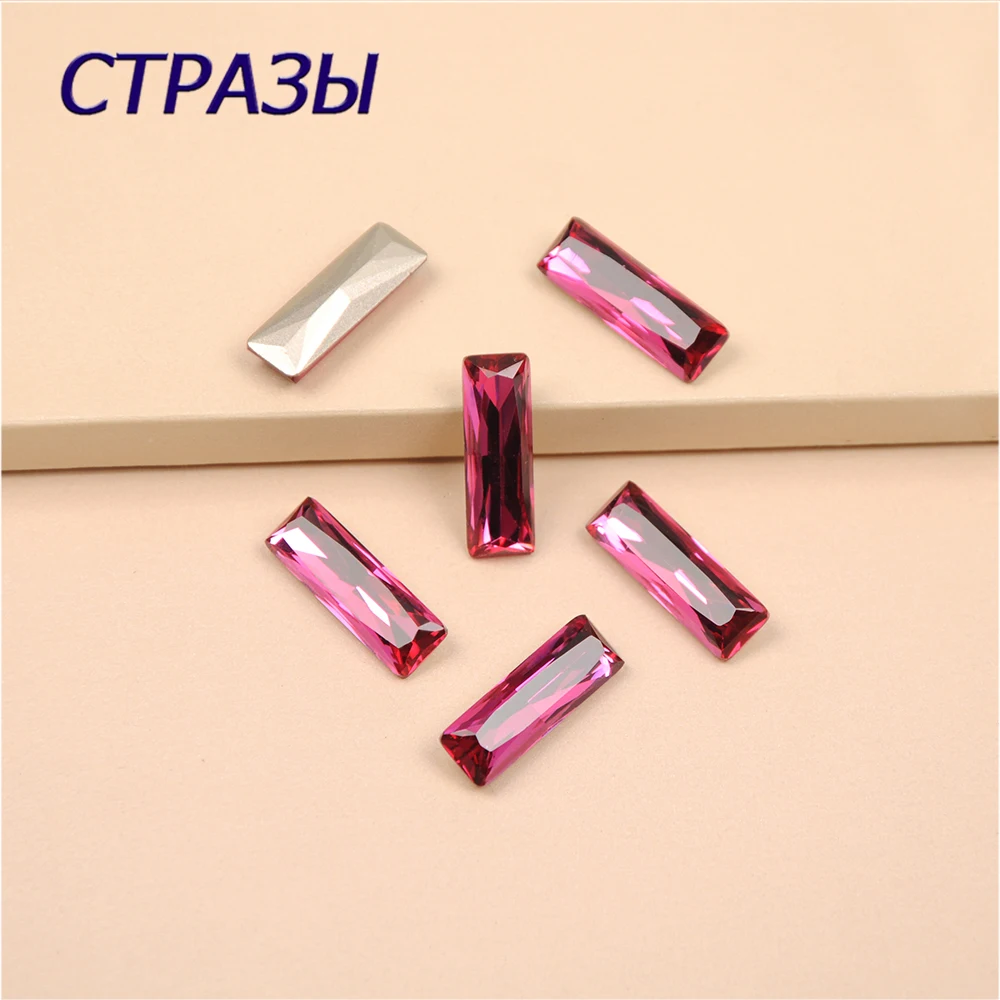 

Fuchsia 4547 Princess Baguette Fancy Crystals Stones Rhinestones Sewn Strass for Handwork Dresses Craft Jewelry Decoration