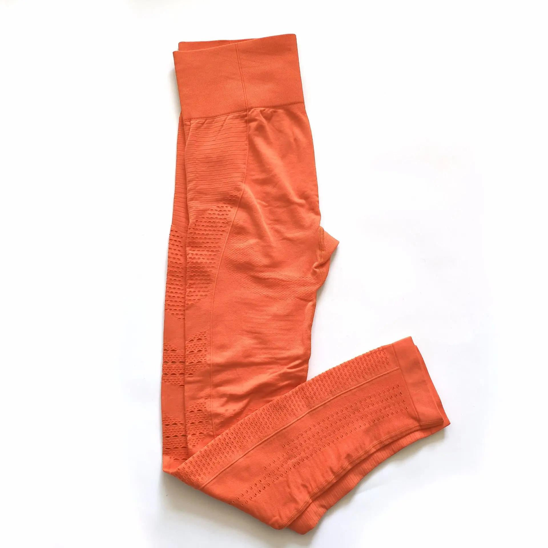 orange leggings 2 шт./компл. жизненно Для женщин спортивный костюм для занятий йогой спортивный комплект для тренажерного зала, состоящий из спортивная одежда с длинным рукавом Фитнес укороченный топ+ Высокая Талия энергии бесшовные леггинсы для женщин - Цвет: orange leggings