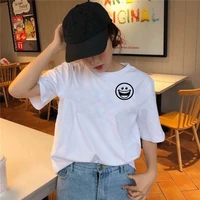 women top t shirt summer short sleeve casual aesthetic white t shirts round neck oversized unisex top tees t shirt girl lady