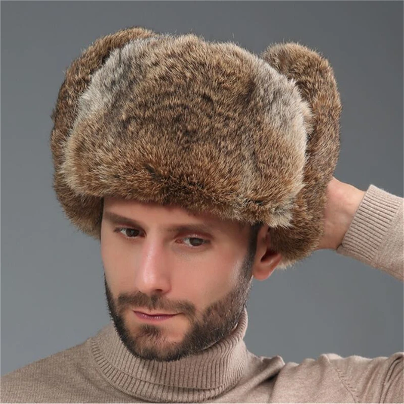 IANLAN зимние русские шапки-ушанки унисекс лыжные шапки из кроличьего меха для