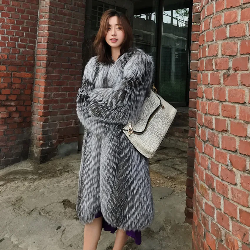 2021 autumn and winter new women's fur coat imitation fox fur long-cut coat fashion trending leather fur coat winter clothes plu