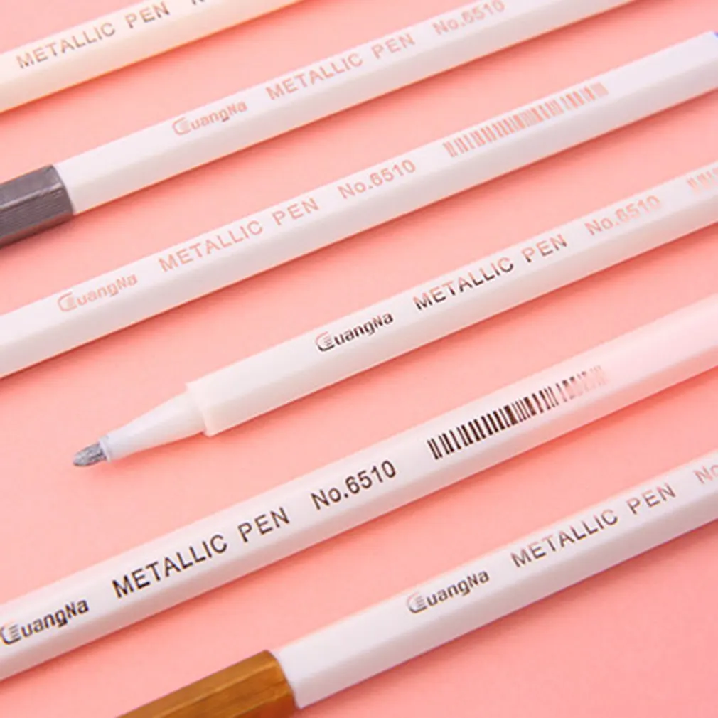 

Album DIY water-based paint pen 12-color hard head cowhide black cardboard high-gloss graffiti mark pearlescent paint pen