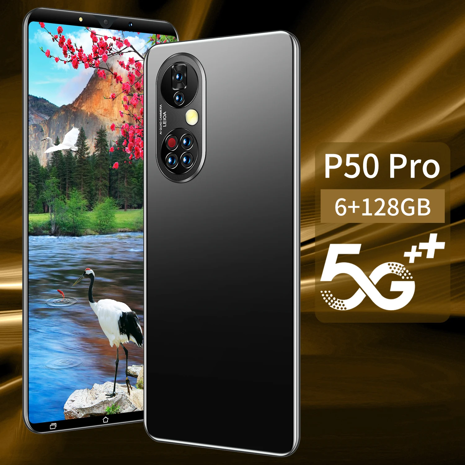 

P50 Pro Smartphone, Global Version, 2021Full Screen, 10core 5.5Inch HD 1440 * 3200, 6 128GB, Dual SIM 5G 13MP + 21MPBattery 495