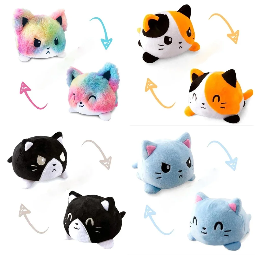 

Двухсторонние откидные куклы в виде животных из мультфильма CN(Origin), мягкая игрушка-Кот