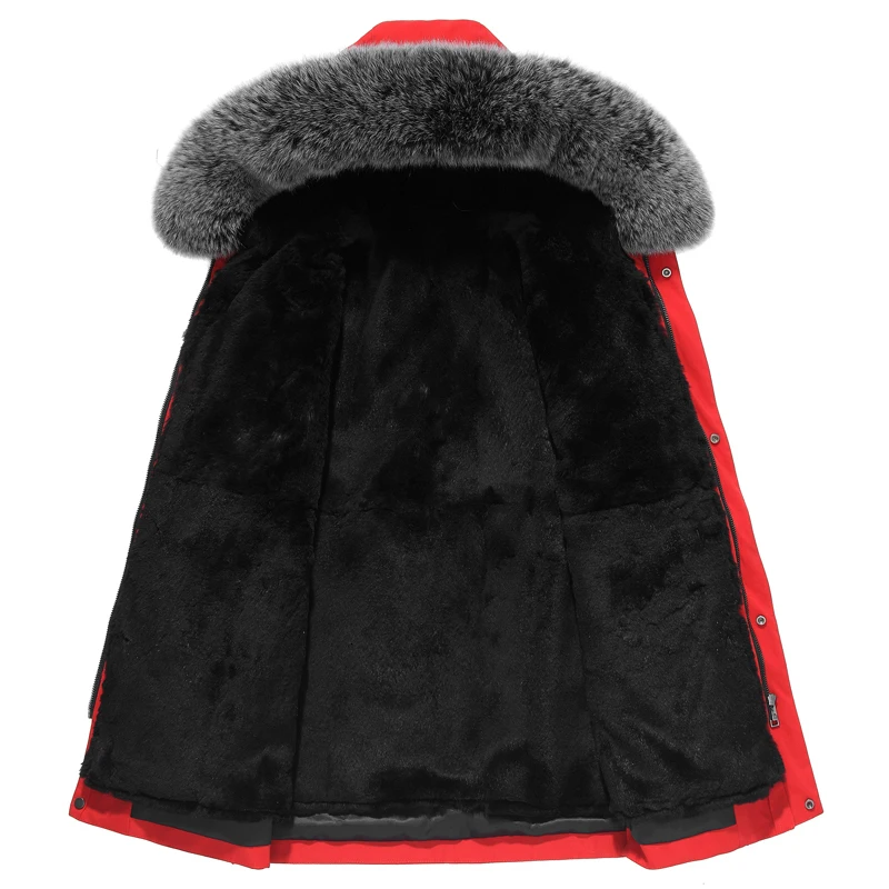 Пальто из натурального меха Для мужчин натуральный Лисий меховой воротник с