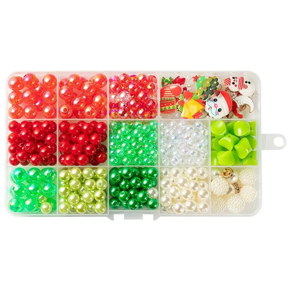 

Bracelet Making Kit Christmas Beads Craft Kit Set Round Beads With Santa Snowman Christmas Tree Snowflake Pendant Christmas D