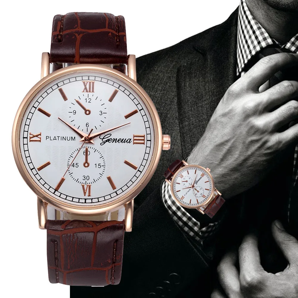 

zegarek meski Retro Design Leather Band Analog Alloy Quartz Wrist Watch reloj hombre Wristwatch for Men часы мужские A80