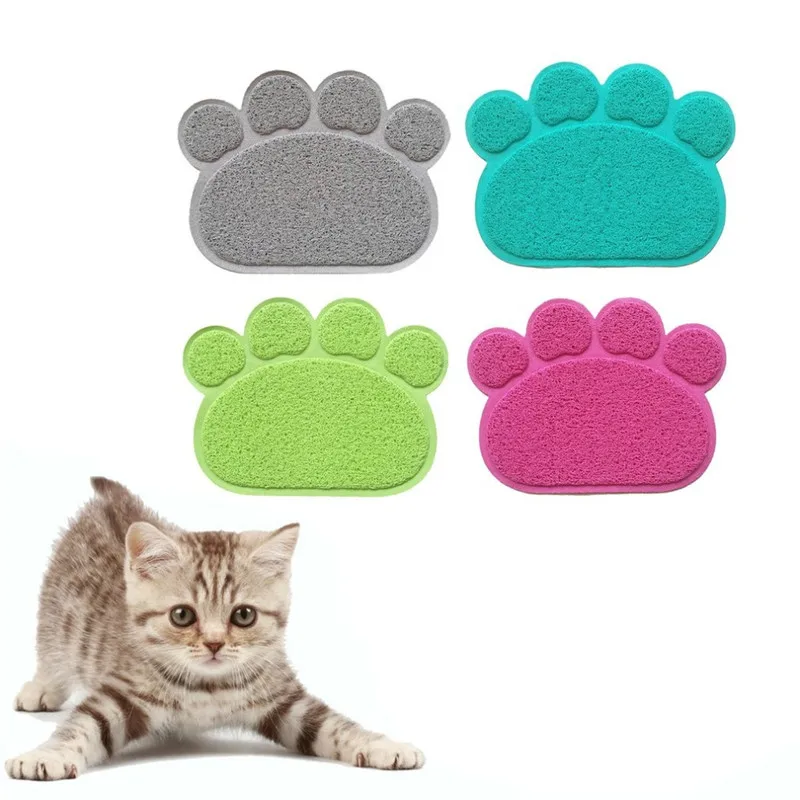 ПВХ лапы печати коврик для собак кошек щенка Kitty миска кормления салфетки