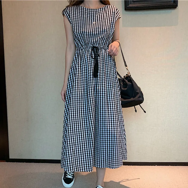 Женское платье с поясом сим Uego летнее хлопковое Повседневное средней длины в