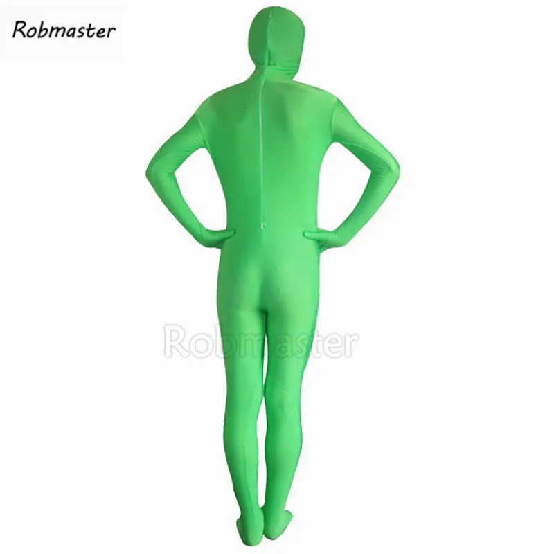 Взрослые дети спандекс нейлон Яблоко зеленый зентай костюм унисекс цельные