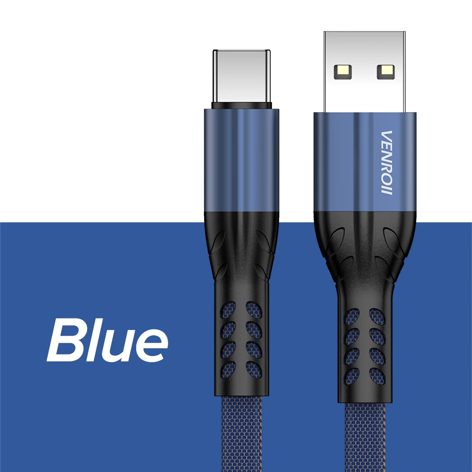 Venroii 3A Quick Charge 3,0 usb type C кабель для быстрой зарядки USBC кабель для Honor 10 type-C телефонный шнур для Xiaomi Redmi Note 7 Mi9