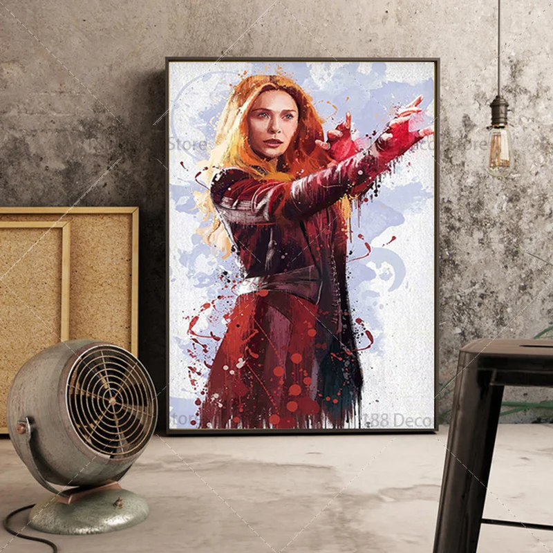 Картина на холсте с изображением супергероев Marvel Мстители Человек-паук Железный