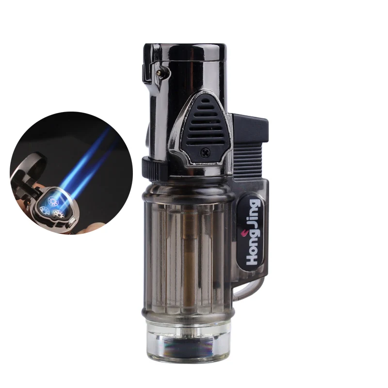 Надувная газовая зажигалка с тремя головками креативный металлический