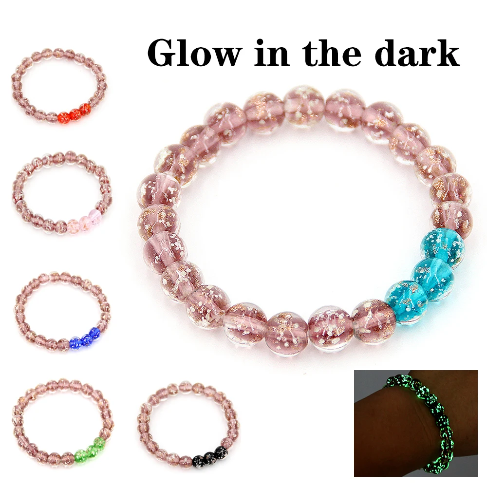 

Bracelet for women Glow in the dark,Luminous glass Bead Bracelet Shining stars,Fashion charm accessories To attend a party gift