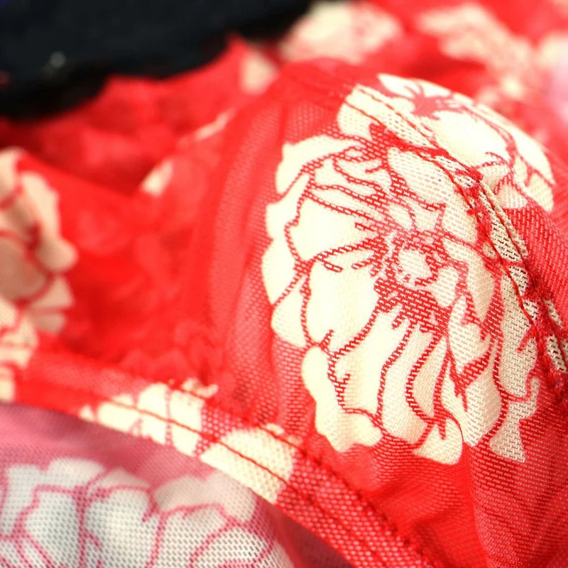 

Men's sexy underwear briefs sexy transparent net yarn breathable printing lace triangle U convex lace edge temptation alternativ