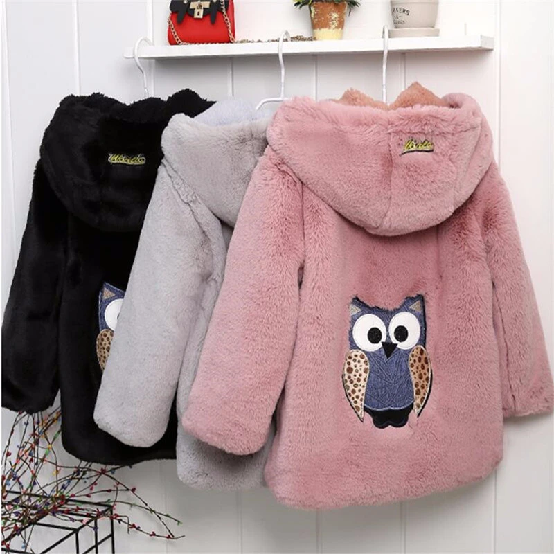 

3-16Y of Teens Girls' Woolen Jacket Coat Autumn 2020 New Kids Children's Hooded Fake Fur Winter Wool Cotton Blends Outwear