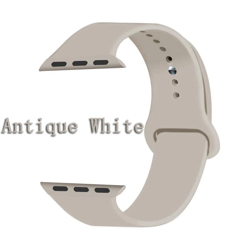 Antique White Oulucci Одноцветный ремешок для apple watch 38 мм/40 мм/42 мм/44 мм спортивный ремешок силиконовый ремешок аксессуары для apple watch 5/4/3/2/1 - Цвет ремешка: Antique White