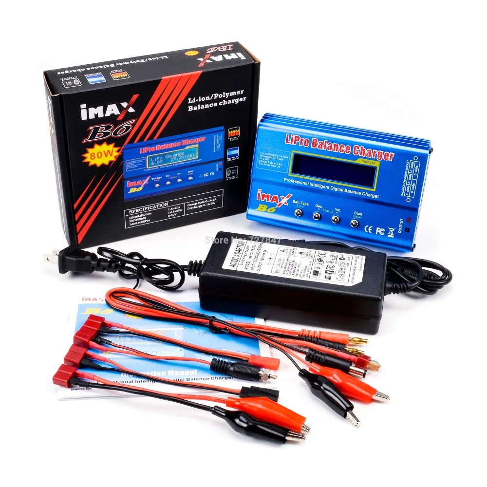 iMAX B6 ЖК-экран цифровой RC Lipo NiMh батарея баланс зарядное устройство Dis зарядное устройство 80 Вт+ AC конвертер адаптер DC 12 В/5A