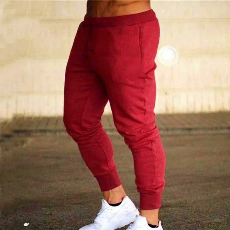 

Men Autumn Summer Sports Running Pants Pockets Training Elastic Waist Jogging Casual Trousers Sweatpants Solid
