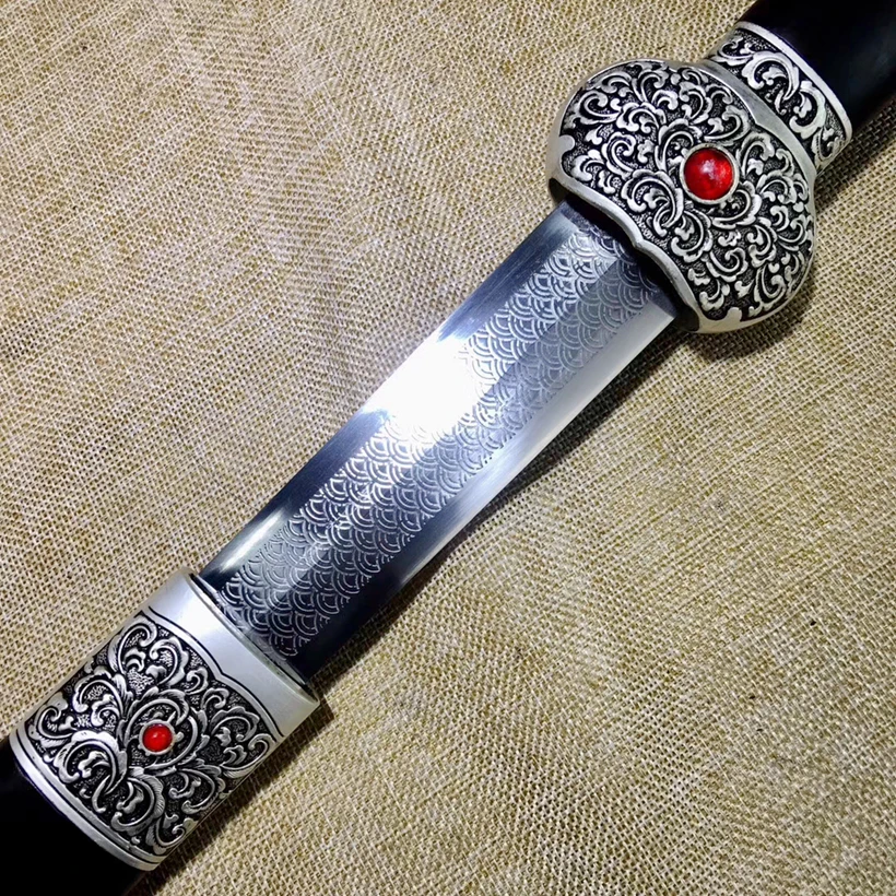 

Handmade classic WUSHU Sword Chinese Jian manganese steel Blade straight Saber silvery fitting
