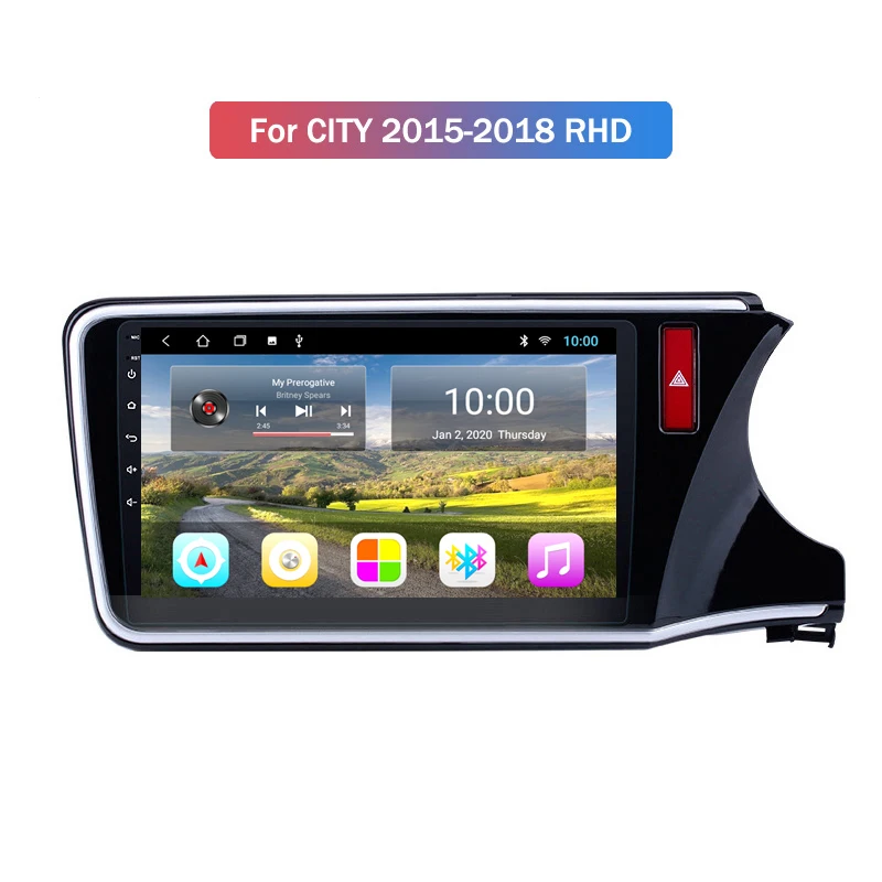 

Автомагнитола 2G RAM 10,1 дюймов Android 9,1 Автомобильная GPS-навигация для Honda City Greiz Gienia 2015-2018 RHD аудио система