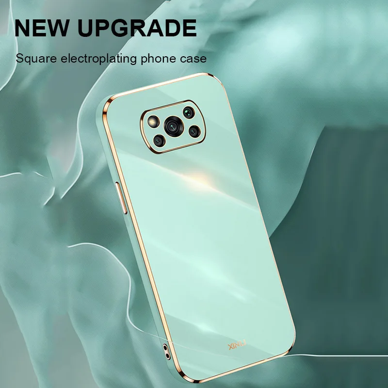 luxury square plating case for xiaomi poco x3 pro x3 nfc soft tpu camare protection shockproof phone cover coque funda free global shipping